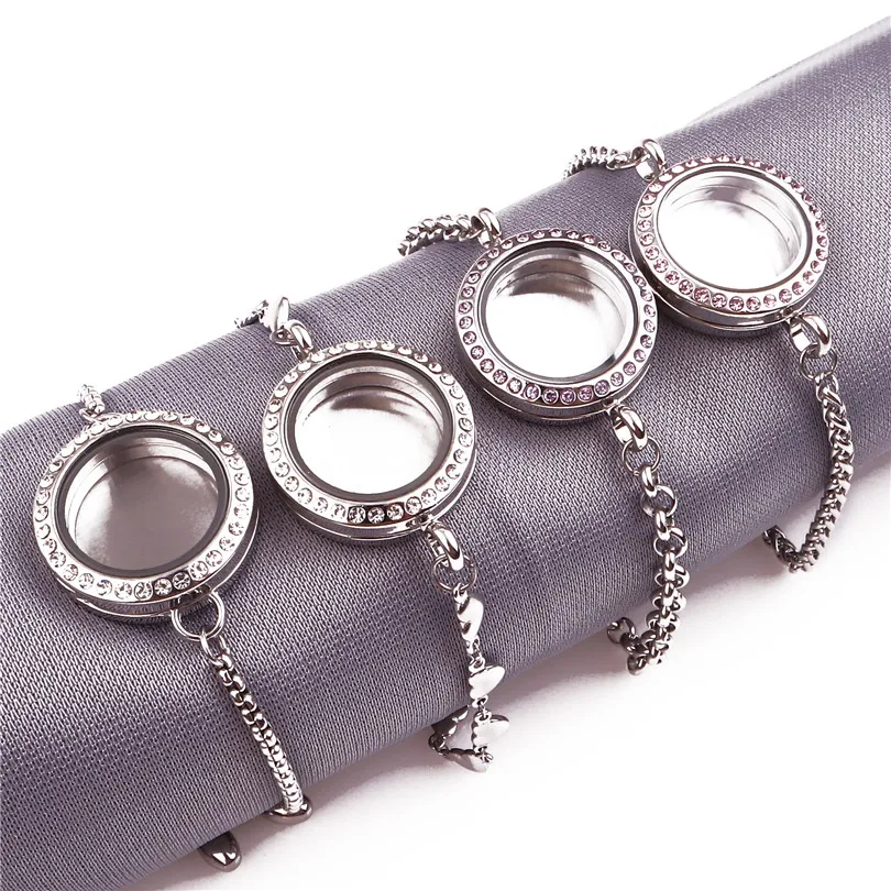 1 шт. 30 мм Стразы круглая стеклянная цепочка с медальоном браслет найти женские