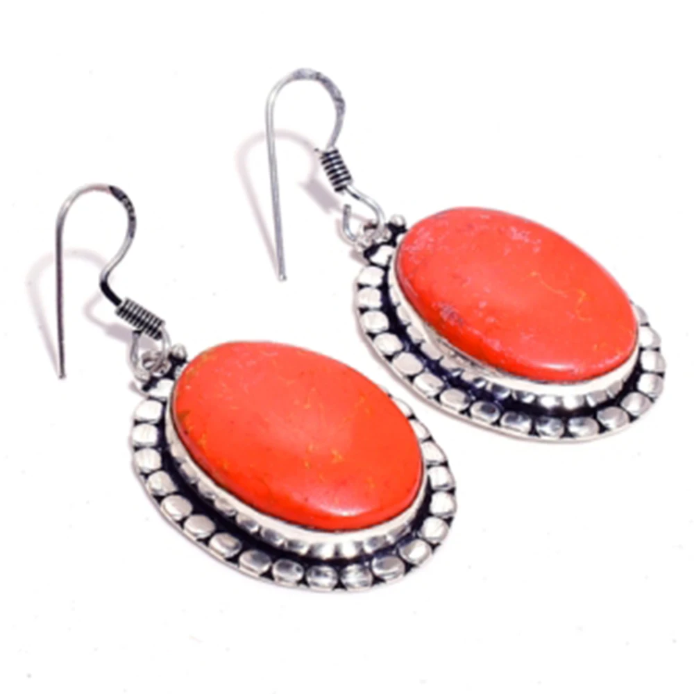 

Turquoise Silver Overlay on Copper Earrings, 50 mm , E4397