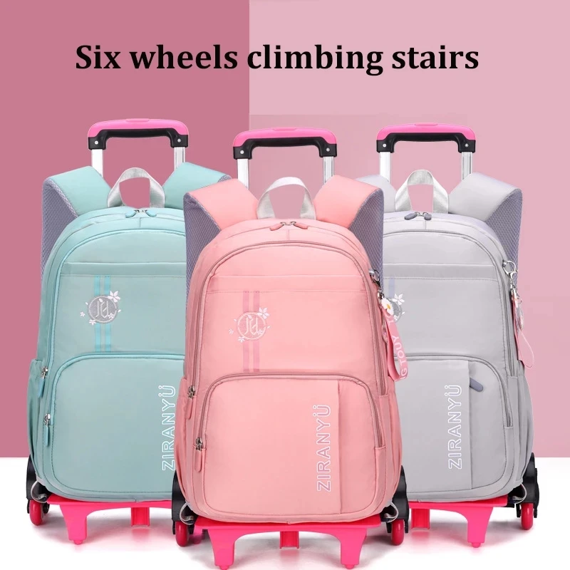 NEW Cute Student Schoolbags Rolling Backpack kids Girl Trolley Bag  School Backpack Large-capacity Child Waterproof Wheeled Bag