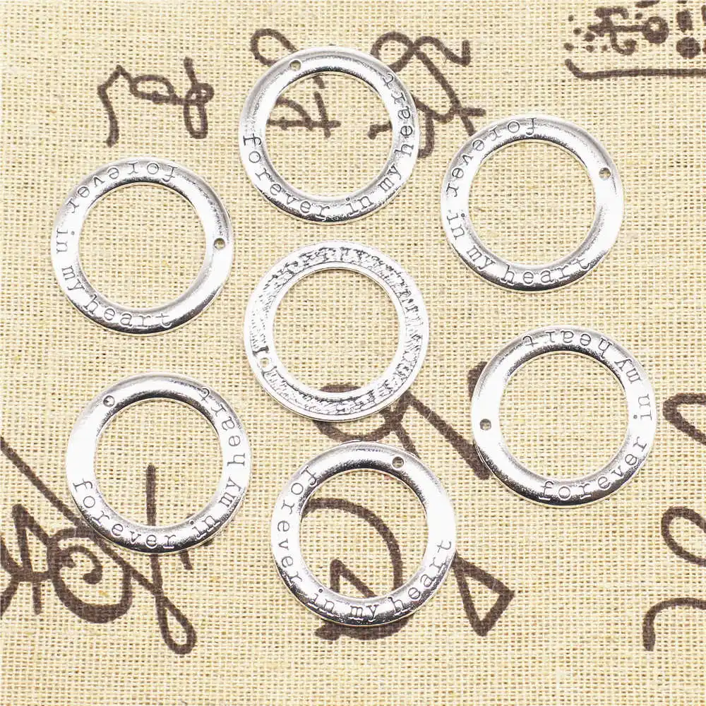 

Letter Circle Charms Supplies For Jewelry Making Kit Antique Silver Color 10pcs 29x29mm