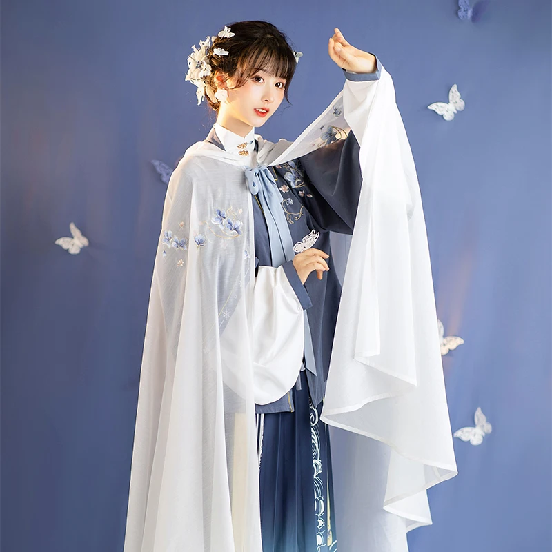 

2021 New Hanfu Coat For Women Adult Chinese Style Female Summer Jacket Han Tang Song Dynasty Princess Cloak White Hanfu
