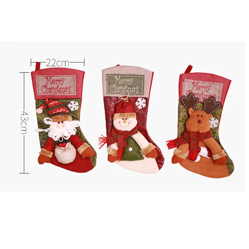 Lovely Large Christmas Stockings Gifts Cloth Santa Elk Socks Xmas Gift BagFor Children Fireplace Tree Decoration | Дом и сад