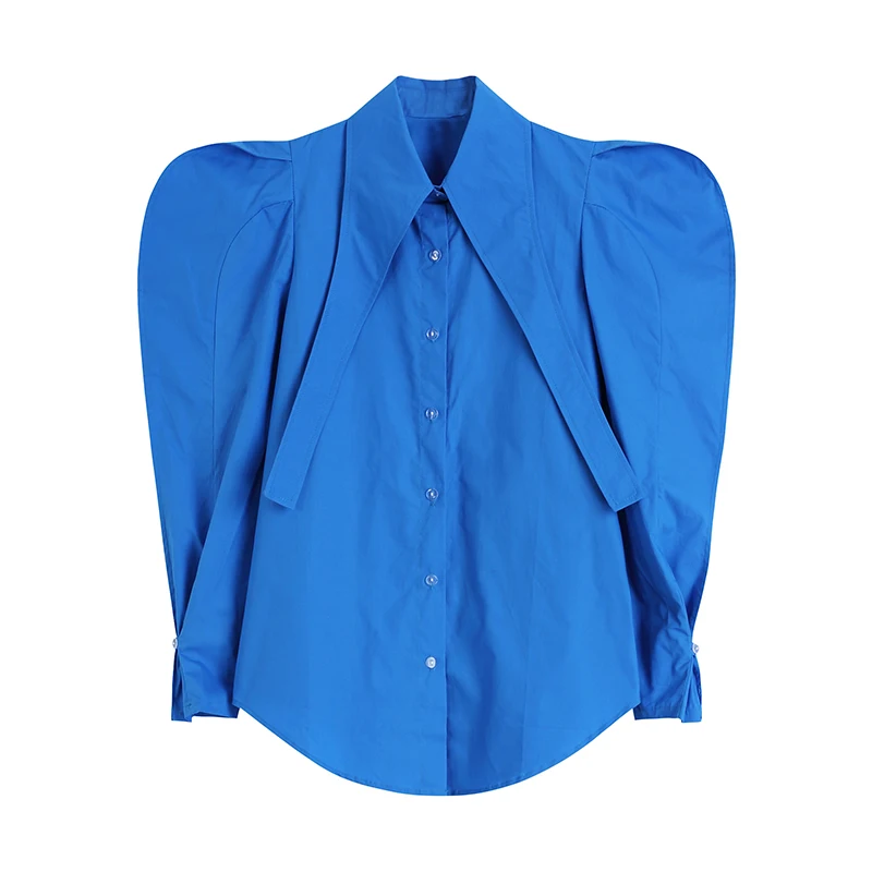 

VANOVICH 2022 Autumn and Winter New Vintage Puff Sleeve Shirt Single Breasted Solid Fashion Broadcloth Korean Style Casual Shirt