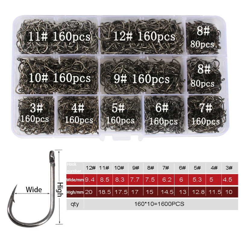 

1600 шт колючая хвостовик рыболовные Крючки сильные мощные Премиум приманки держатель Крючки Для пресная вода морская вода Крючки Для рыбки