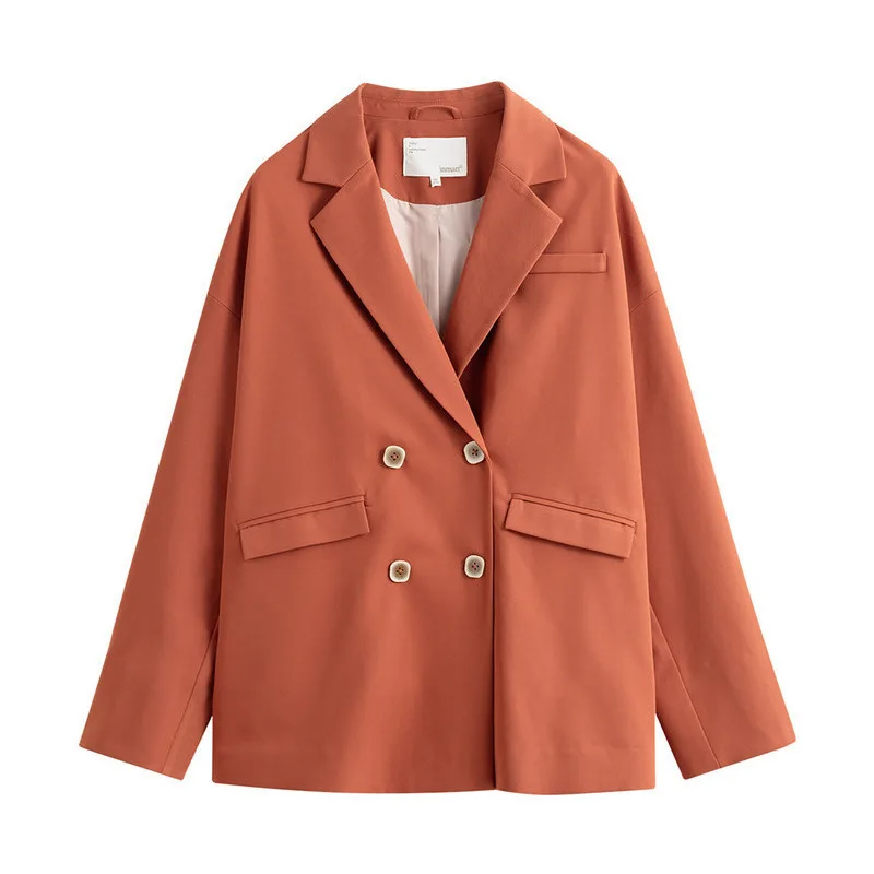 INMAN/весенне осенний однотонный двубортный костюм с карманами и лацканами