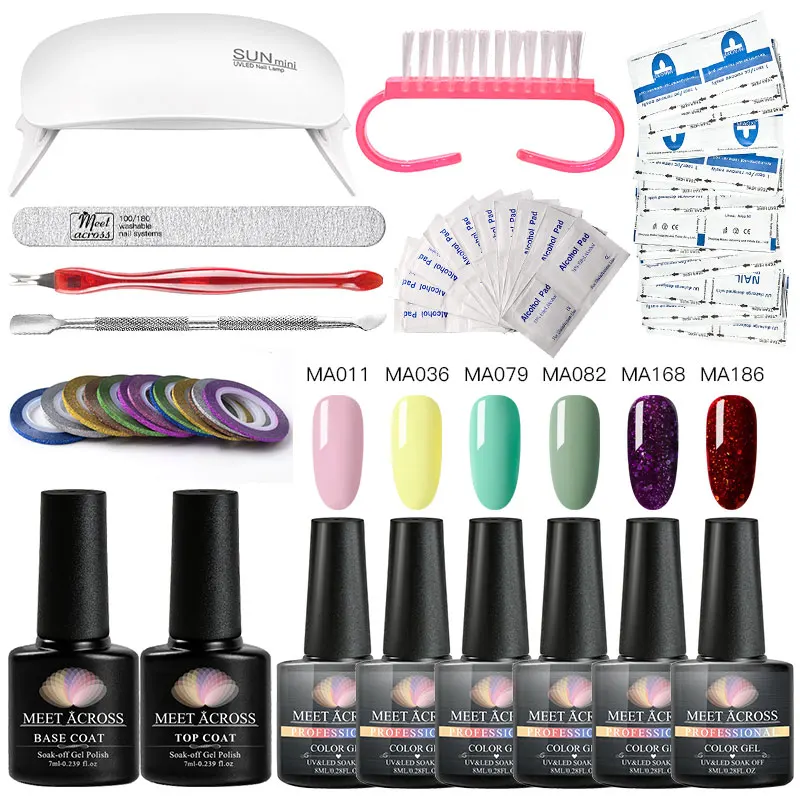 Набор для ногтей 6 Вт Светодиодный УФ лампа Сушилка с красочным гель лаком набор