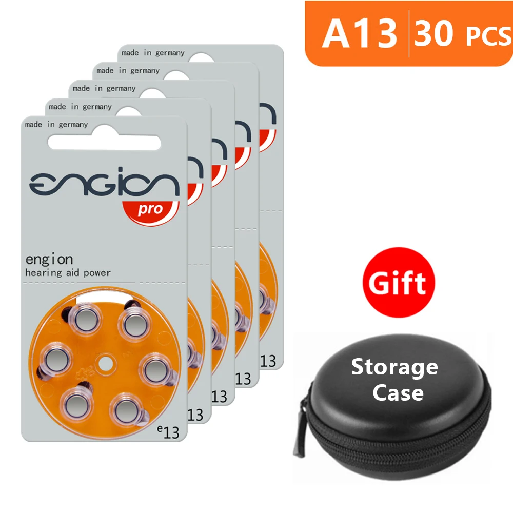 

Аккумуляторы для слухового аппарата, размер 13 za Engion Pro, упаковка из 30, оранжевый Tab PR48 1,45 V тип A13 стандартная цинковая воздушная батарея с чехл...