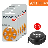 hearing aid batteries size 13 za engion propack of 30orange tab pr48 1 45v type a13 au 6nhs zinc air battery with storage case