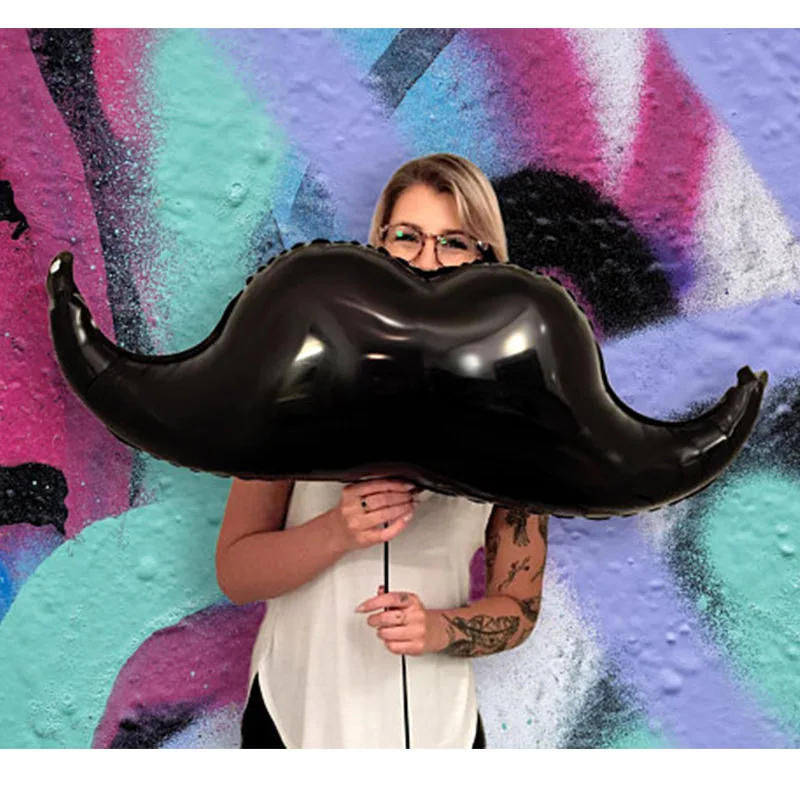 50 шт. черная с коротким рукавом в виде усов Фольга шар Little Man тема воздушные шары