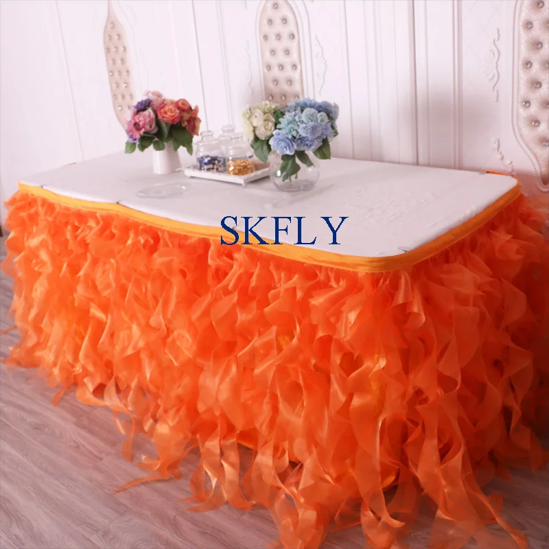 orange CL010JA популярные много цветов по индивидуальному заказу Свадебные/Серебряный/серый/красный, голубое платье из органзы курчавая ива юбка для стола - Цвет: orange