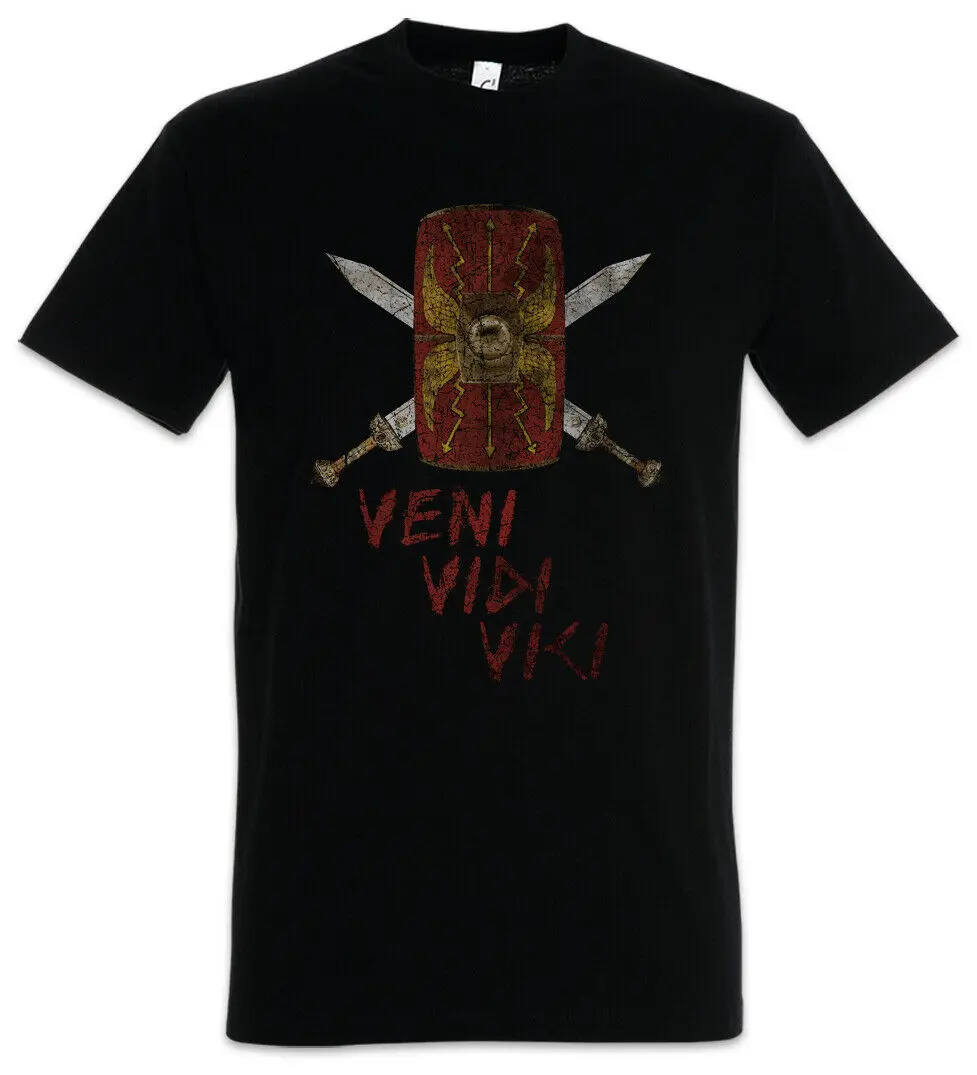 

I Came I Saw I Conquered Julius Caesar Veni Vidi Vici Rome Empire Shield T-Shirt. Summer Cotton O-Neck Short Sleeve Mens T Shirt