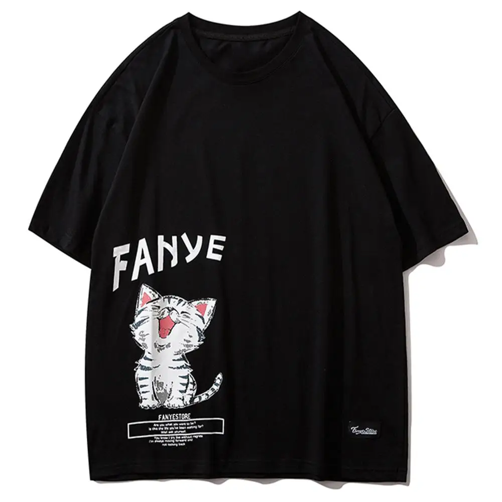 Футболка мужская с принтом кошки в стиле хип-хоп | Мужская одежда