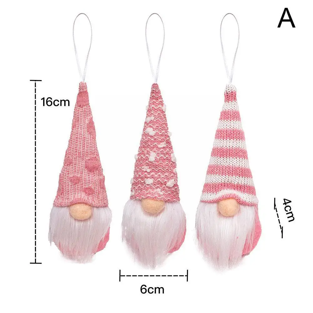 3 шт./компл. украшения для новогодней елки розовый плюшевый кулон цветная
