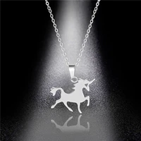 stainless dropshipping fashion unicorn pendant necklace best friends kawaii cute necklace chain choker for women girls gifts