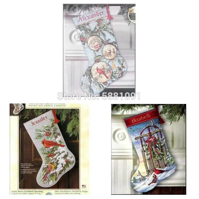 

Christmas sock cartoon patterns Counted Cross Stitch 11CT 14CT 18CT DIY Cross Stitch Kits Embroidery Needlework Sets home decor