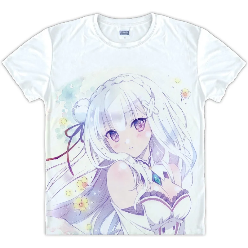 Футболка с рисунком аниме на заказ футболка коротким рукавом Re: Zero Kara Hajimeru Isekai