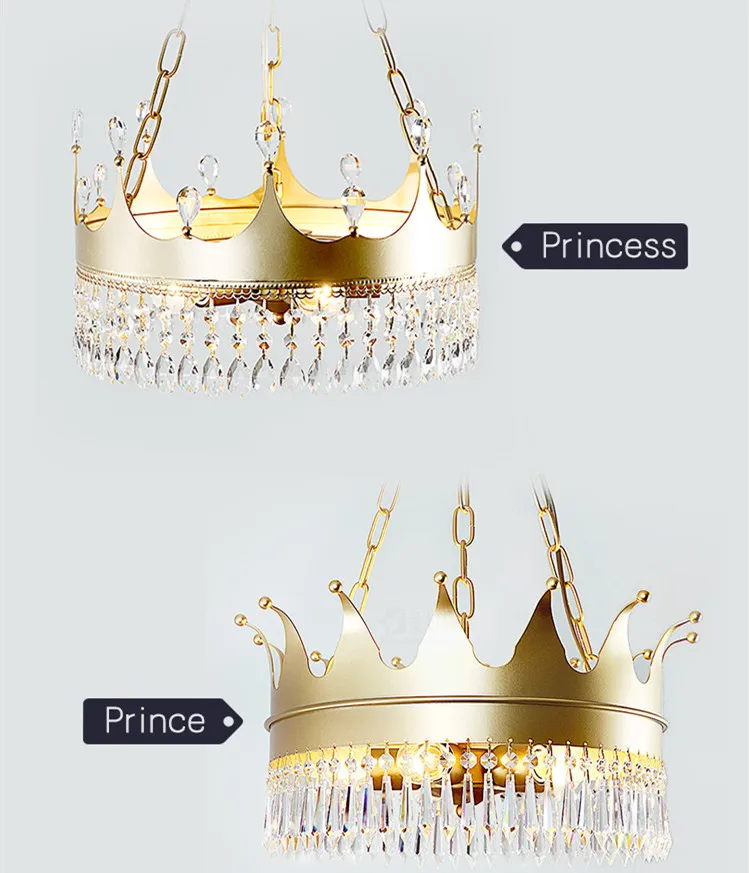 Nordic Crown Creative Crystal Chandelier Living Room Corridor Children's Bedroom American Country LED Golden | Лампы и освещение