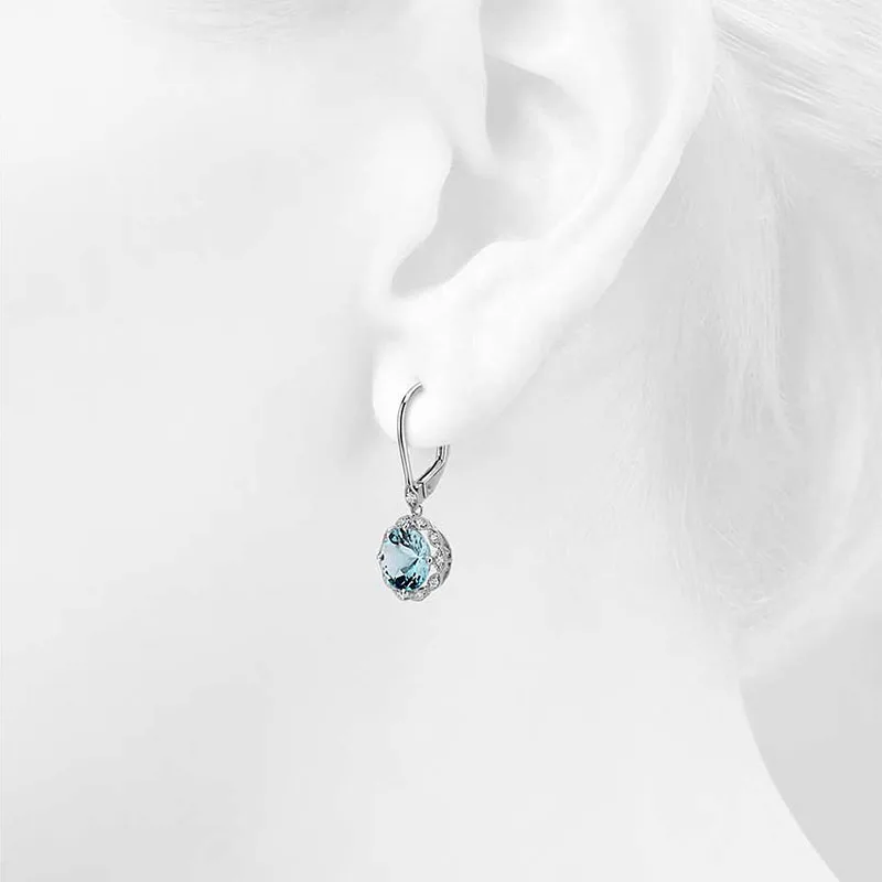 Небесно голубые модные висячие серьги с камнями для женщин Роскошные ювелирные