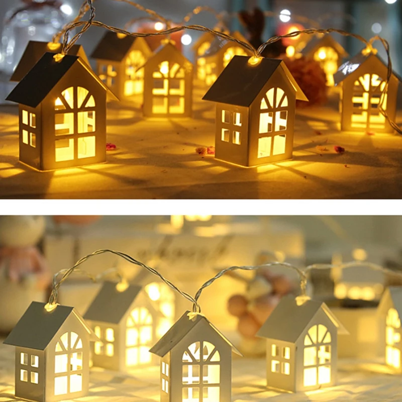 2 м светодиодная гирлянда деревянный дом струны 10 светодиодов Декор для комнаты