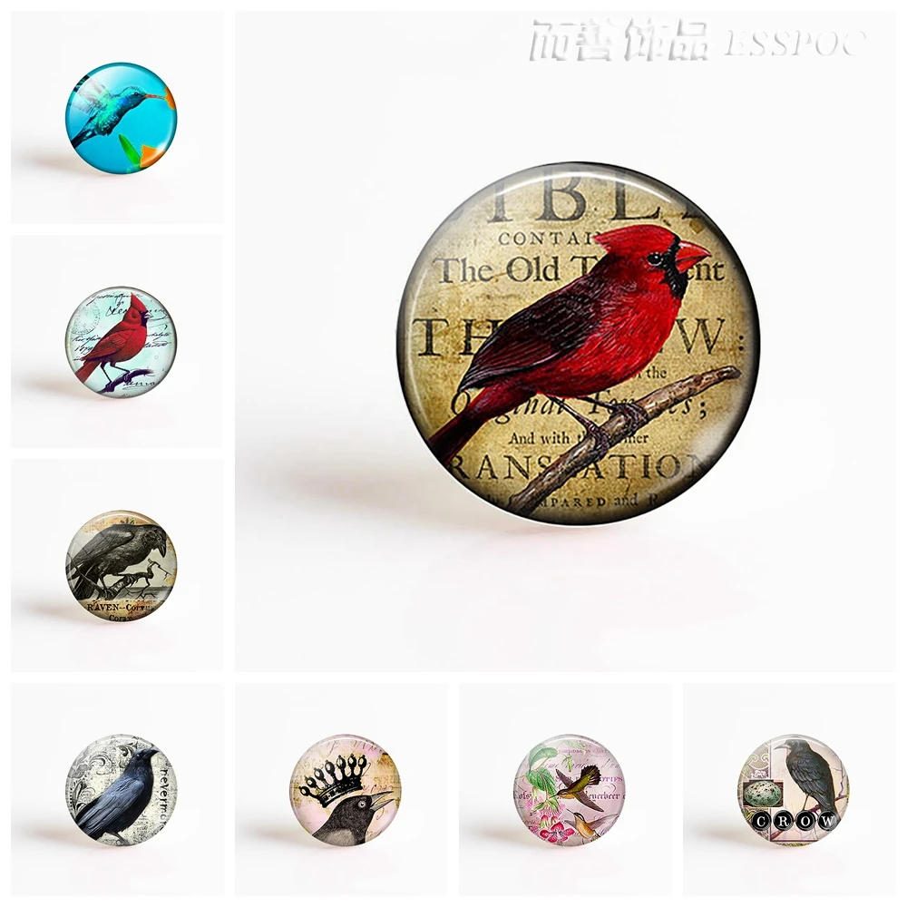 5 шт./лот вороны кардиналы Колибри Сделай Сам круглые стеклянные кабошоны ручной