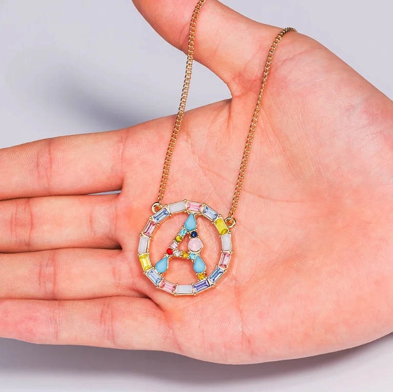 Лидер продаж ожерелье с кулоном из золотого циркония женское Радужное колье