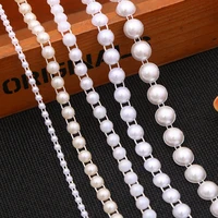 468mm 25meters white cream half abs imitation pearl beads chain trim for diy wedding party decoration jewelry findings craft