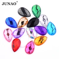 junao 1318mm 1825mm mix color acrylic flatback rhinestones applique teardrop crystals non sewing strass stone for clothing
