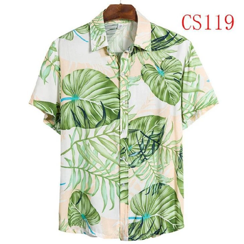 Рубашка мужская с принтом Гавайская Повседневная Блузка на одной пуговице
