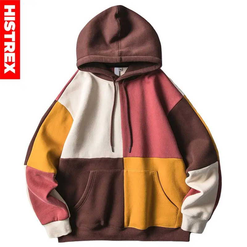 Худи в стиле хип хоп свитшот уличная одежда худи пэчворк с цветными блоками