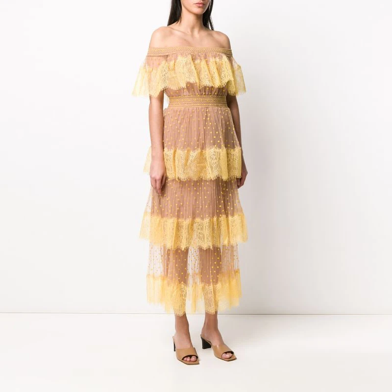 Подиумное дизайнерское милое платье в горошек Новинка лета 2020 женские