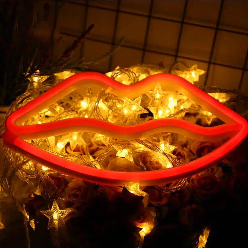 

Indoor led Neon Sign Night Lights Lips Lamp Wall Decor Light for Christmas Wedding Party Kids Room Dropshipping