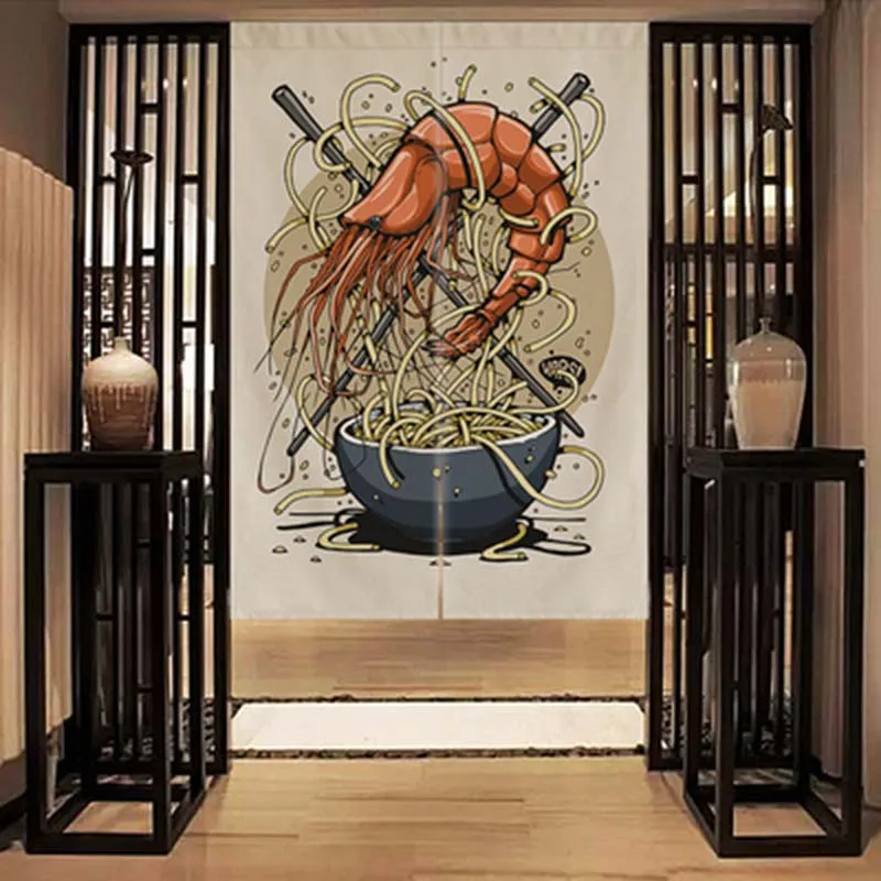 Декоративная занавеска в японском стиле для окна двери кухни комнаты тканевый