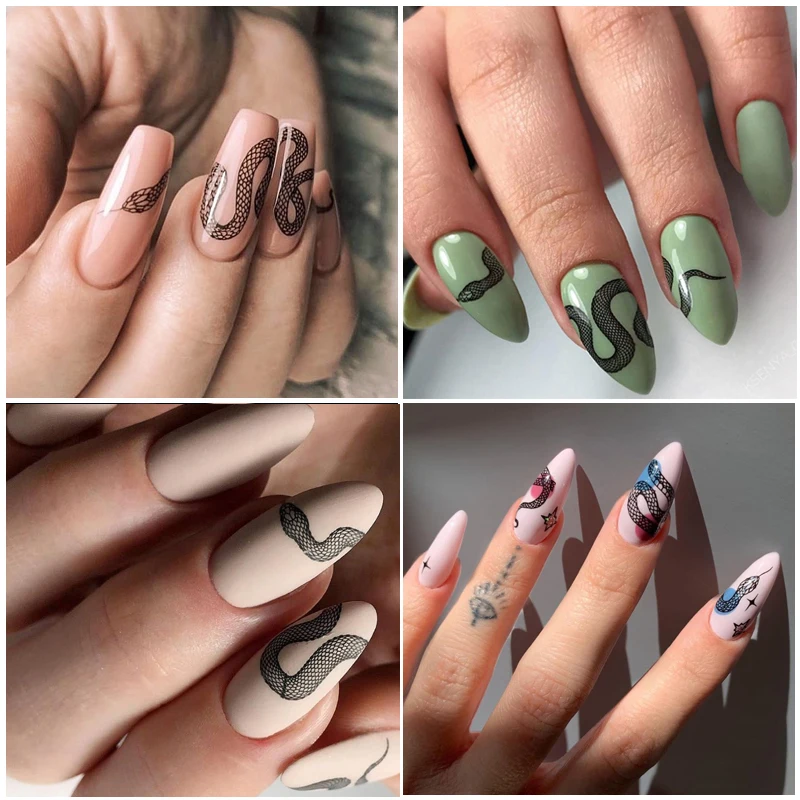 

1PC Snake Dragon Design 3D Nail Stickers Valentine's Day Love Shaped Nail Transfer Water Slider Decal Decoration Manicures