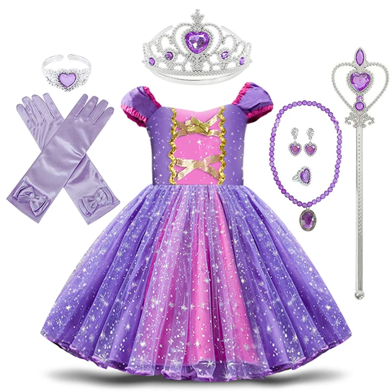 Purple 01-Sets Платье для маленьких девочек платье Белоснежки костюм принцессы Хэллоуин Одежда для косплея Для детей ясельного возраста вечерние ролевых игр детская одежда красивые платья для девочек - Цвет: Purple 01-Sets