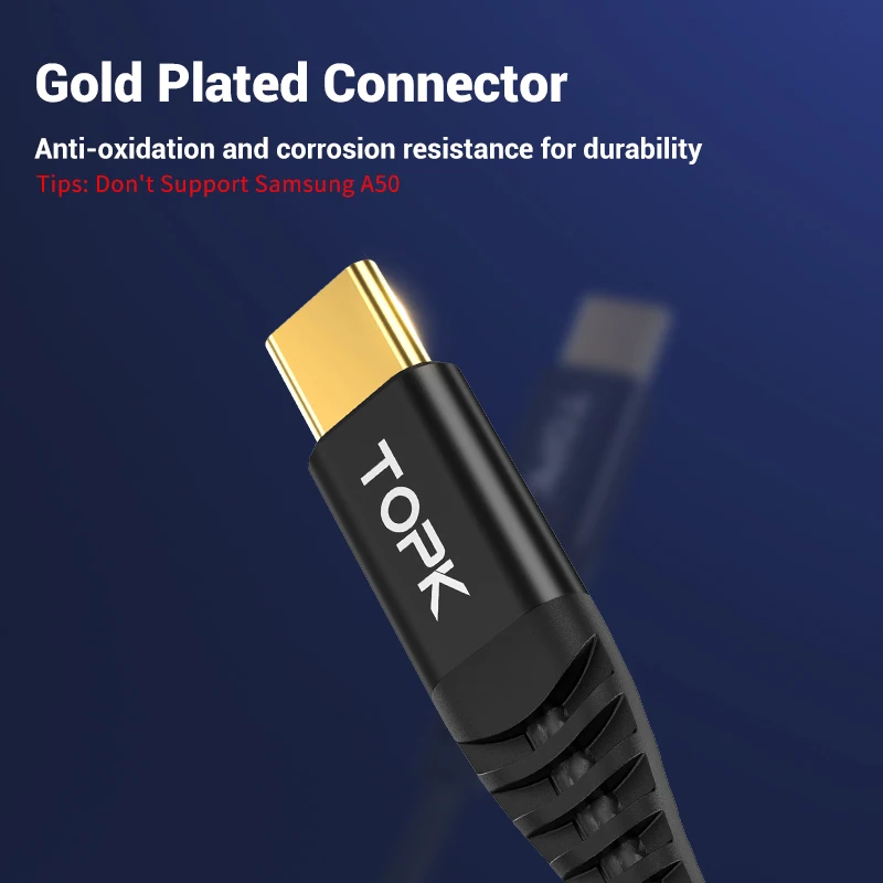 TOPK 60 Вт USB Type C к кабель для Samsung QC3.0 3A PD быстрой зарядки передачи данных Xiaomi