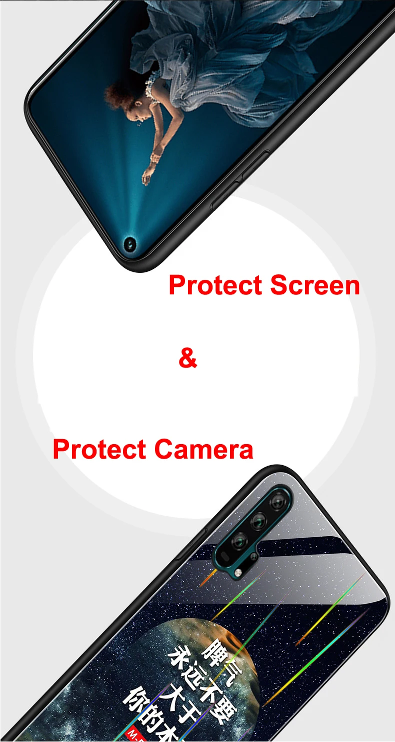 Для huawei P30 Pro P20 Lite Nova 5i 4e 3 3i Коврики 20 20X Honor 20 V20 9X чехол лазерный световой закаленное Стекло светящийся чехол с ночным мотивом
