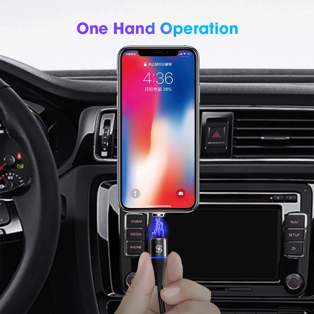 SIKAI 3A LED для H Магнитный кабель Micro USB Type C iPhone Samsung Huawei xiaomi oneplus 6 Магнитная Быстрая