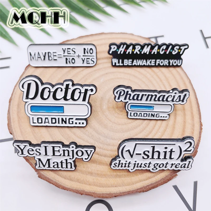 Креативные эмалевые булавки с английскими буквами и математическими