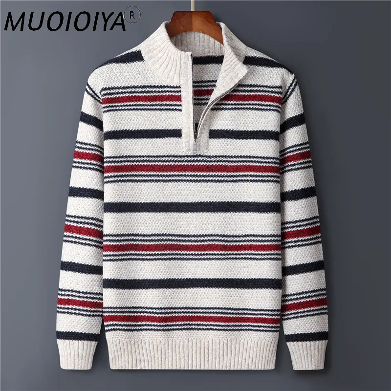 

Мужской трикотажный свитер на молнии, в полоску, размеры 5XL 6XL 7XL