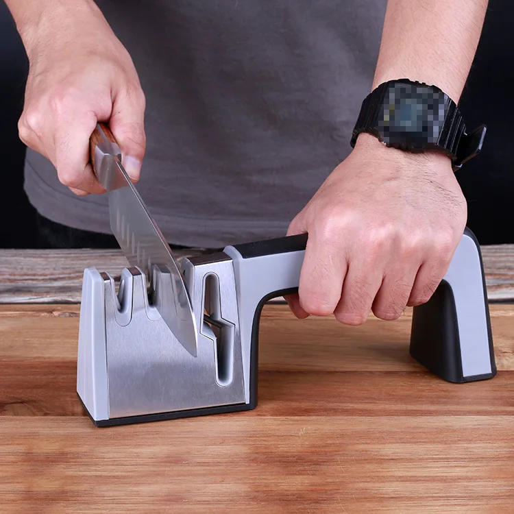 

4 In 1 Stainless Steel Scissors Tools Diamond Sharpening Whetstone Stone Non-Slip Knife Sharpener Knife Sharpener Professional