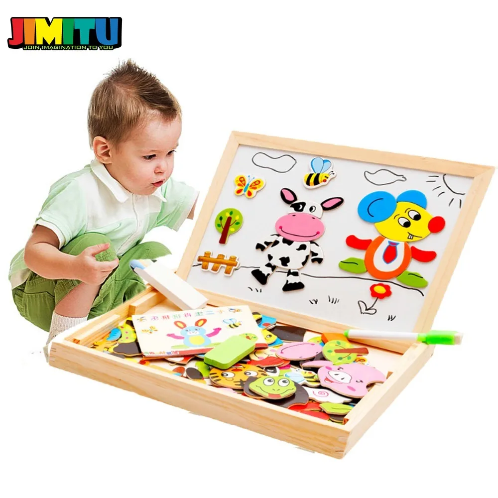 JIMITU игрушка для рисования, доска для письма, магнитная доска, головоломка, двойной мольберт, детская деревянная игрушка, подарок, детские развивающие игрушки