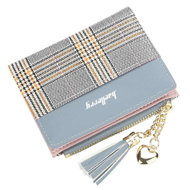 Кожаный женский кошелек с кисточками милый модный Geomotric короткий на молнии