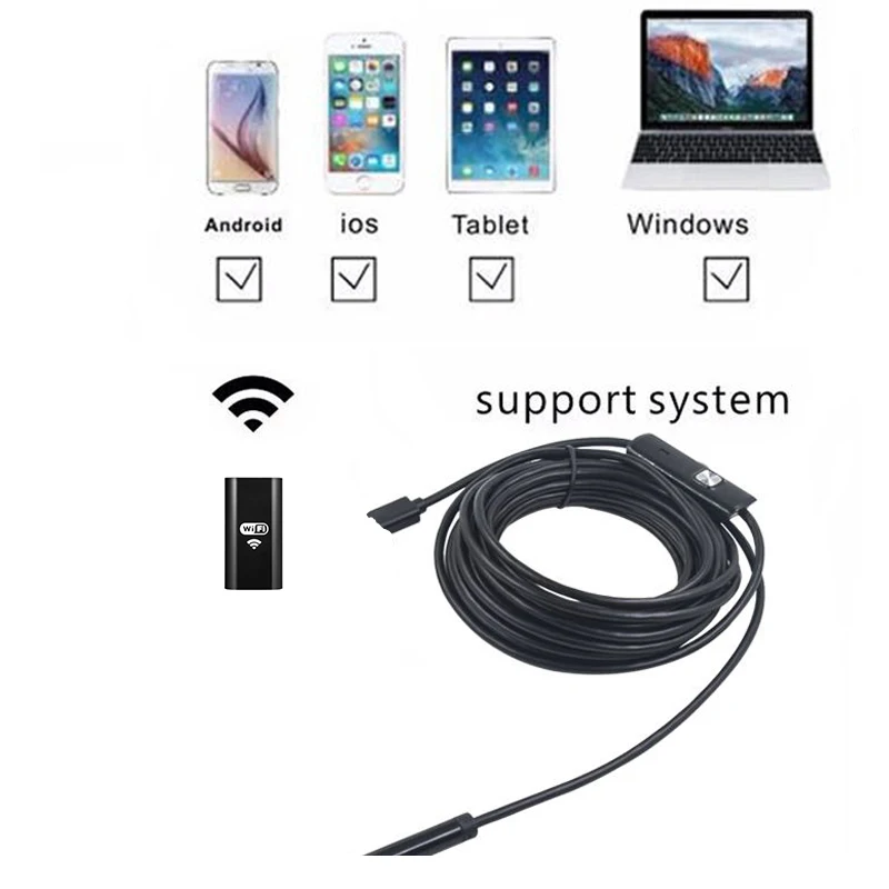Эндоскоп с Wi-Fi и Камера Беспроводной Вай-Фай бокс для 5 мм 7 8 10 м USB Android эндоскоп