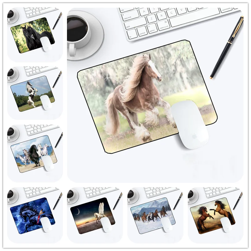 

Yuzuoan abstract painting painted notebook mouse pad high horse pattern 22x18cm small mouse pad HD animal mouse anti-skid pad