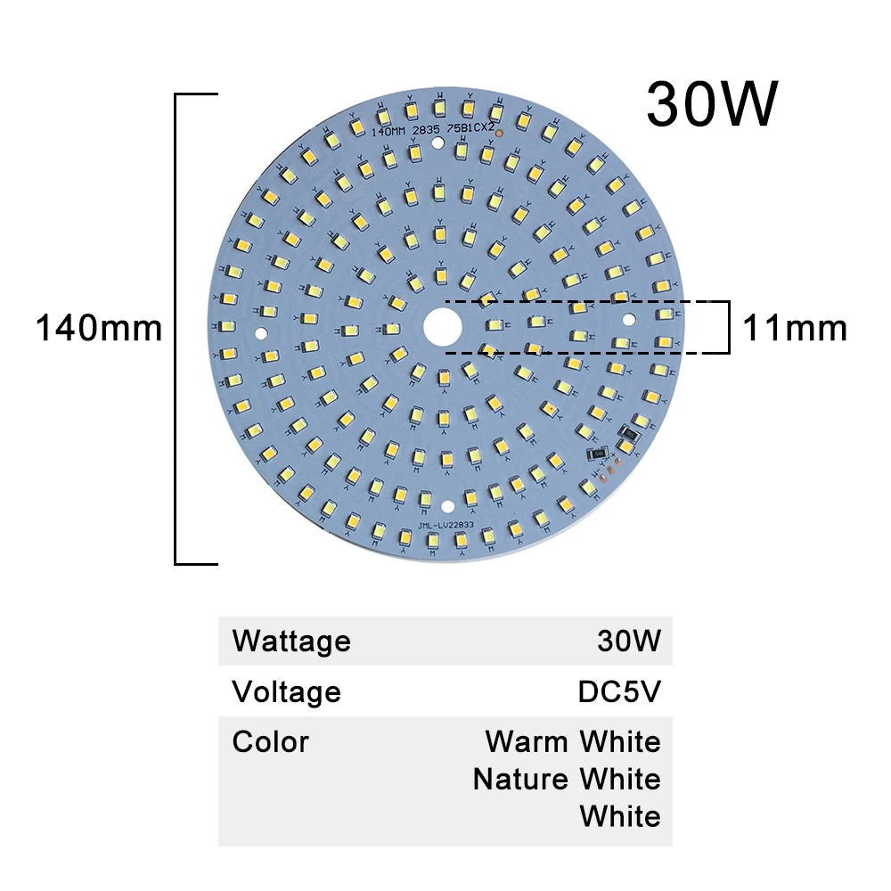 

ztgs DC5V Dimmable LED chip 5W 6W 10W Surface Light Source SMD 5730 LED Light Beads DIY Tricolor Adjustable LED Bulb White Warm