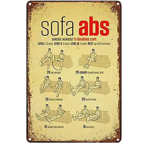 

Original Retro Design Sofa Abs Tin Metal Signs Wall Art Thick Tinplate Print Poster Wall Decoration for GYM