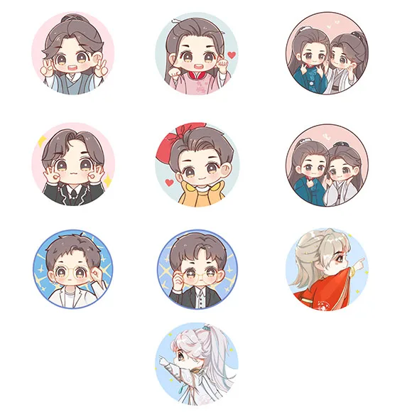 

Word Of Honor Q Version Fine Flash Badge Brooch Shan Heling Pin Brooch Zhou Zishu Wen Kexing Animation Icon Souvenir Gift