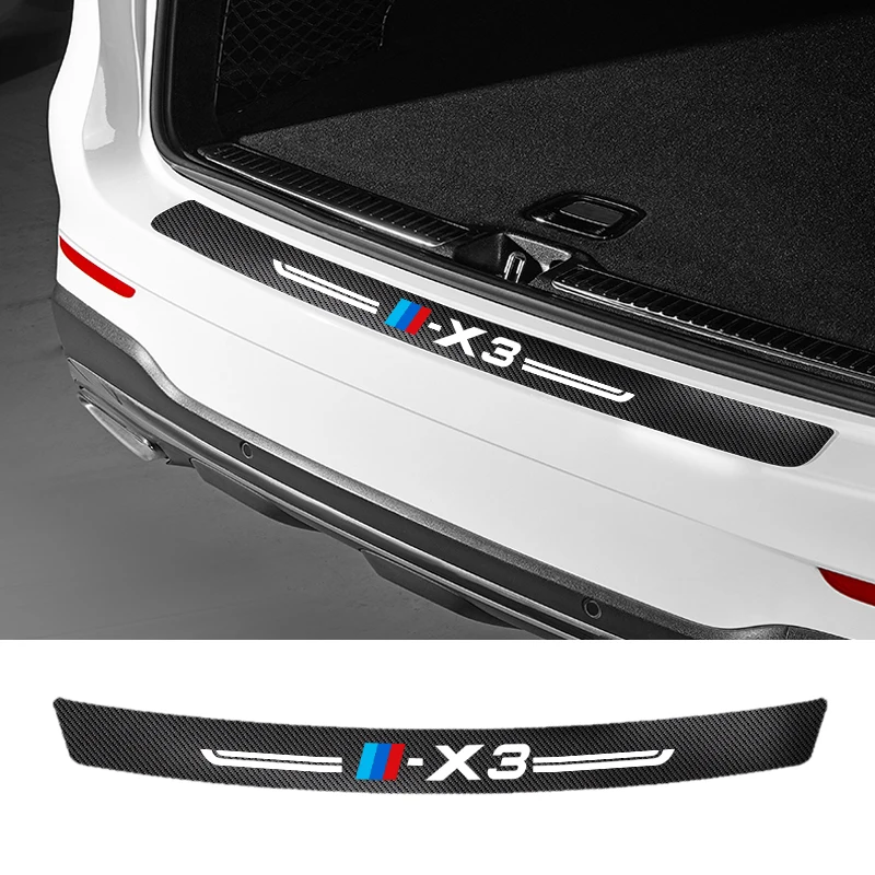

For BMW X3 1PCS Car trunk Protective Sticker stickers Carbon fiber car rear bumper trunk protection sticker anti-dirty sticker