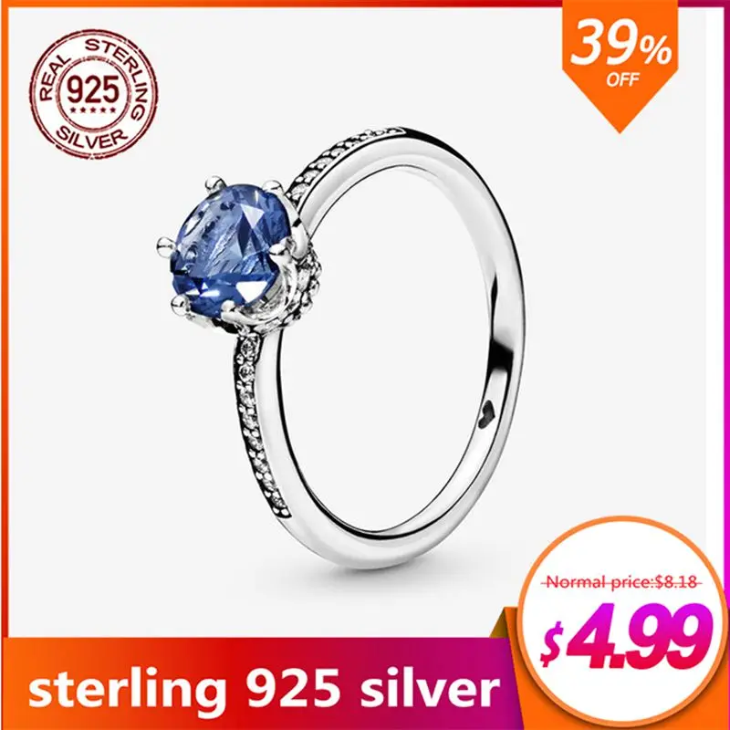 925 пробы серебряное кольцо прозрачная блестящая корона для помолвки ювелирное