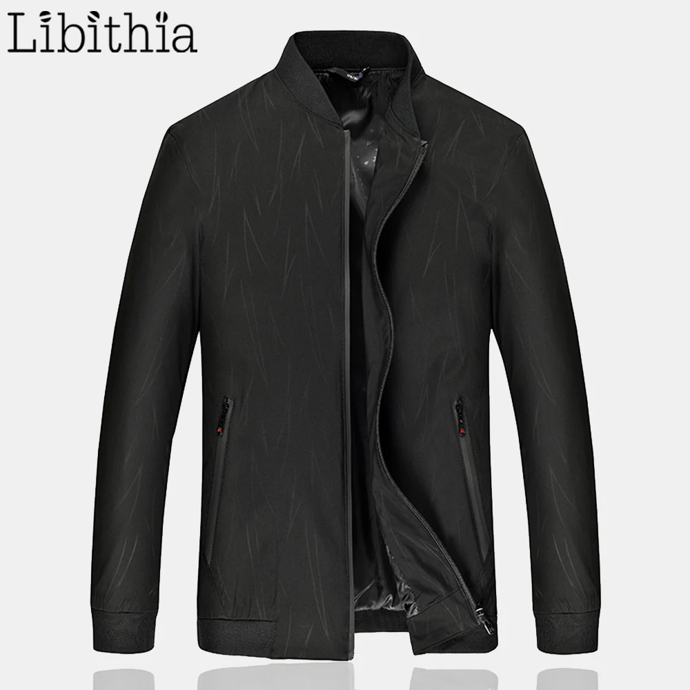 Мужская повседневная куртка Libithia однотонная на молнии с воротником стойкой